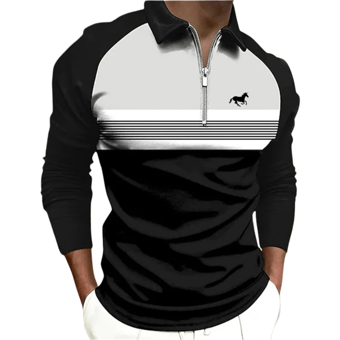 Mirani | Polo De Rayas Con Cremallera De Lujo Para Hombre