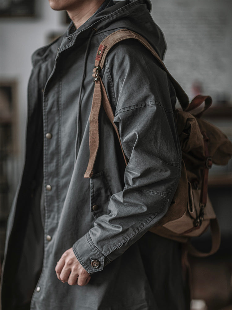 Ragnar - Chaqueta Con Capucha De Estilo Militar Vintage