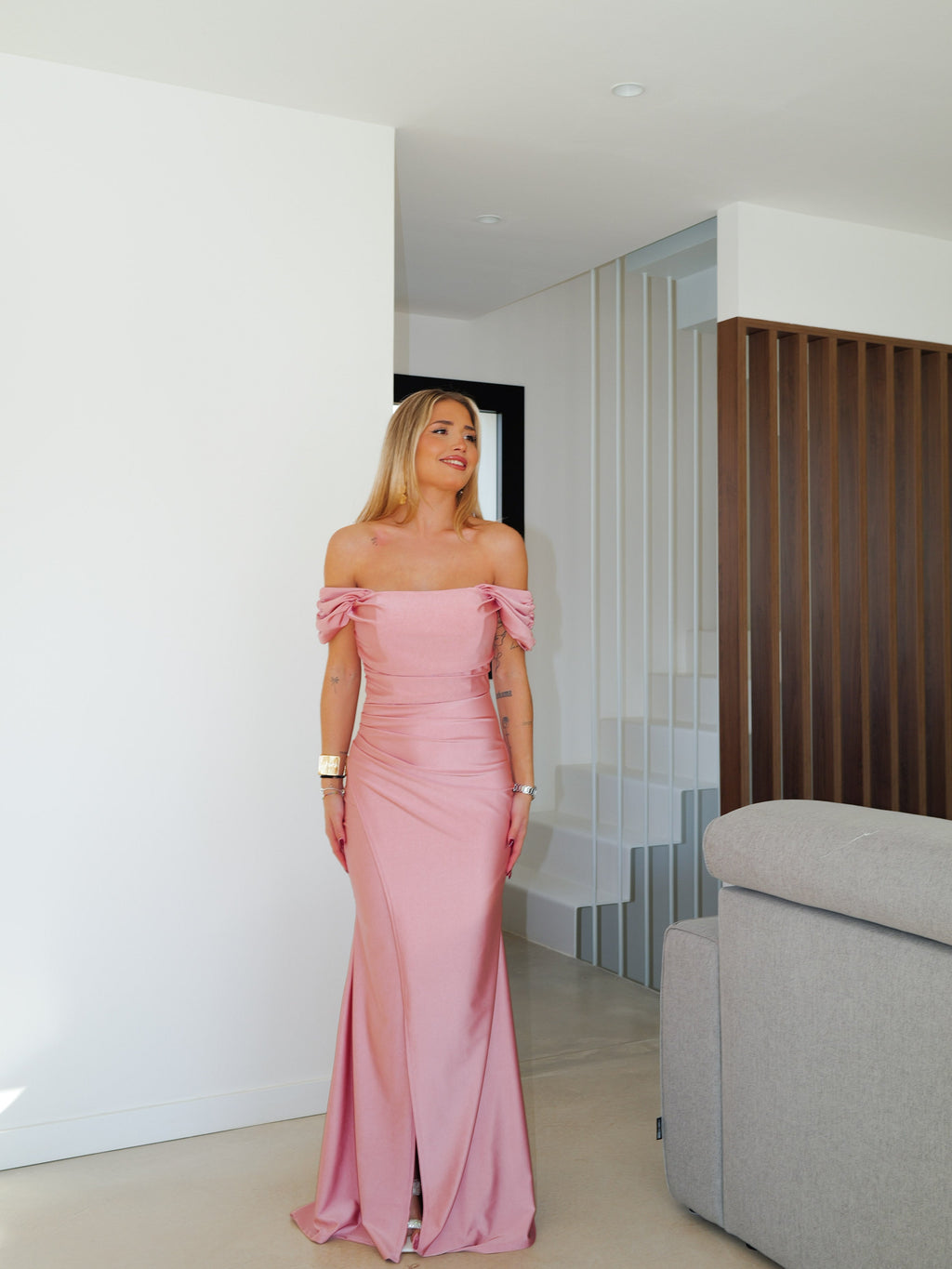 Vestido palabra manguito rosa