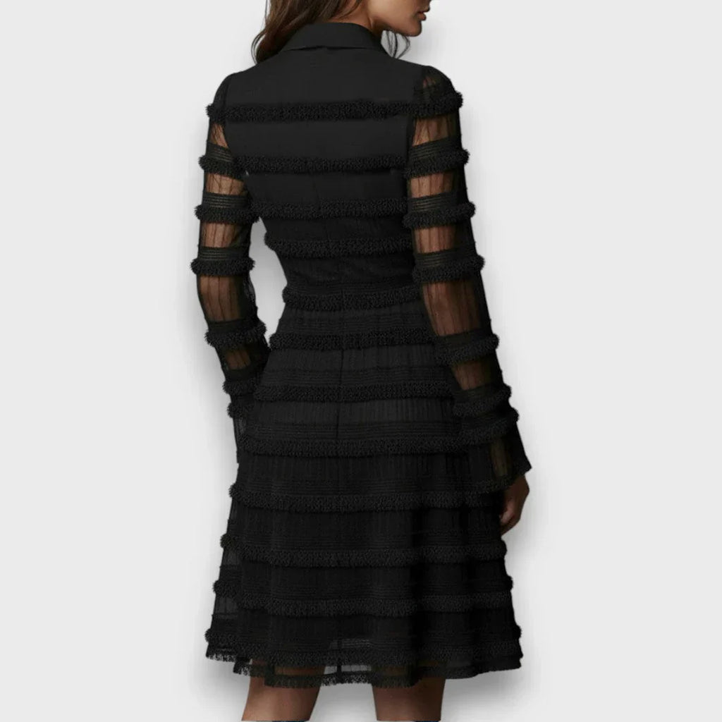 Mercedes | Vestido Midi Con Flecos Transparentes