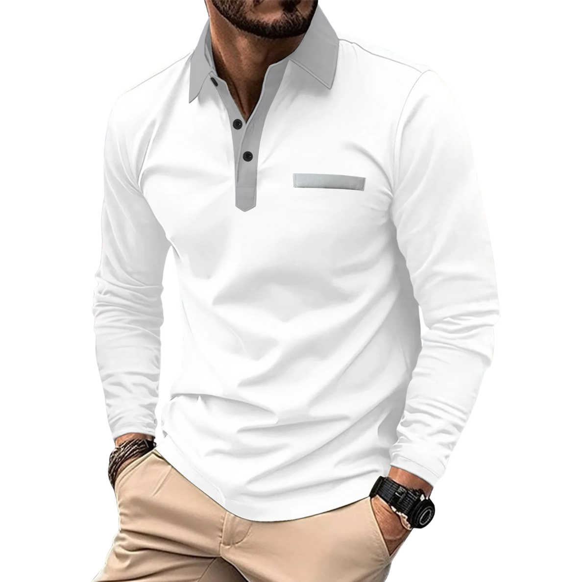 Lundra | Elegante polo bicolor con detalles en contraste
