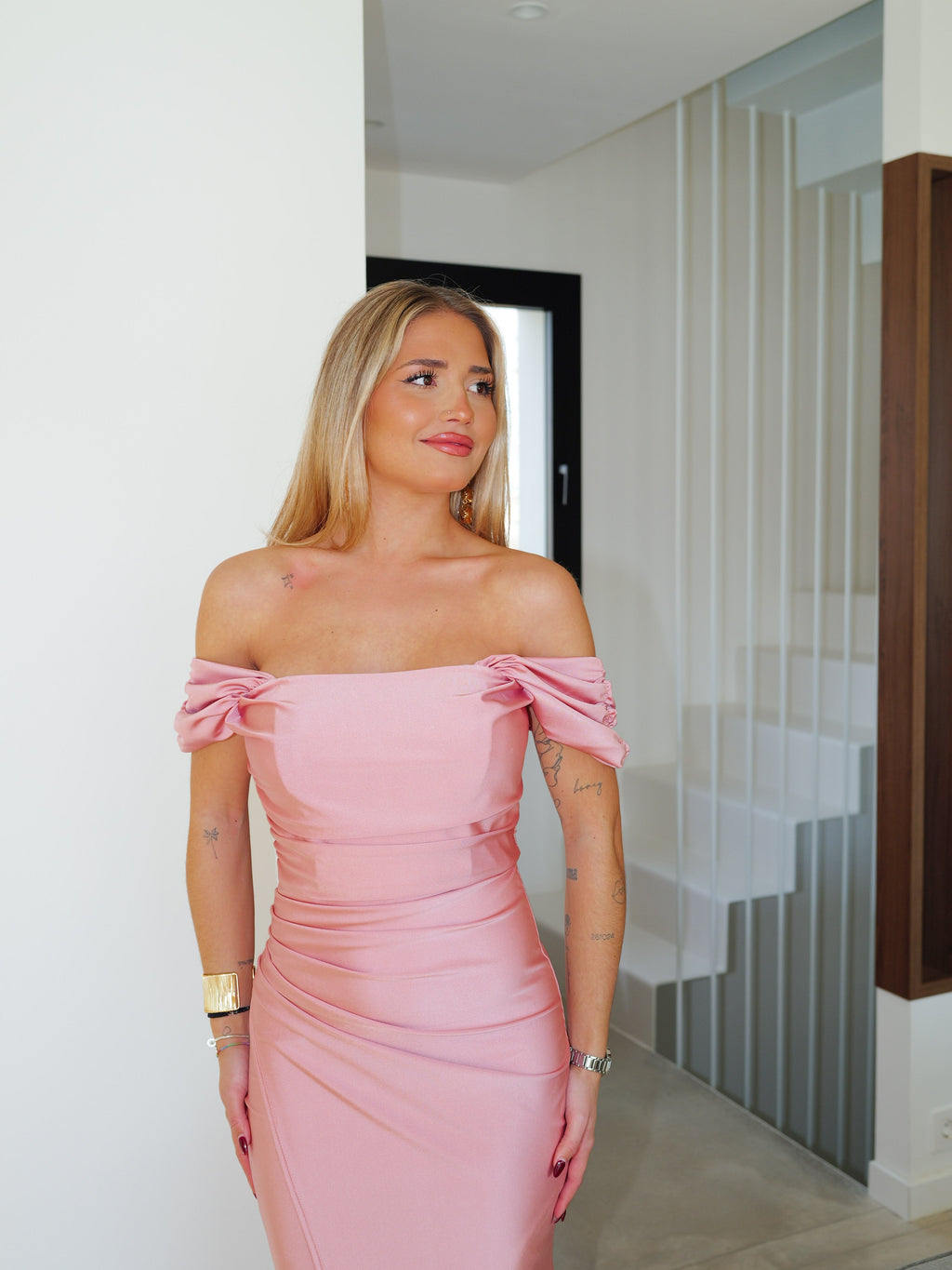 Vestido palabra manguito rosa