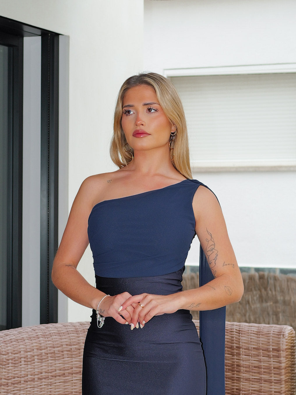 Vestido asim choker georgette marino