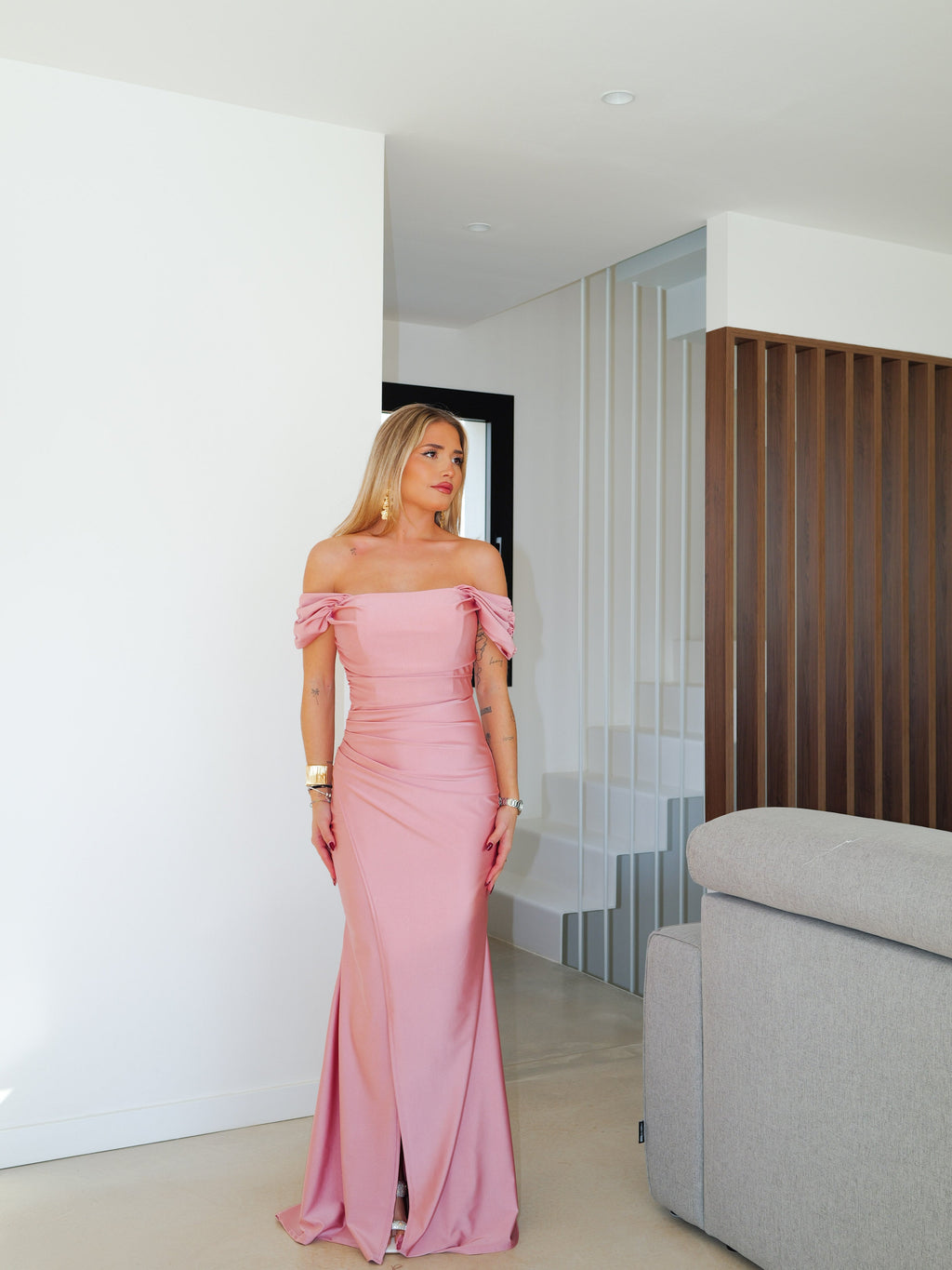 Vestido palabra manguito rosa