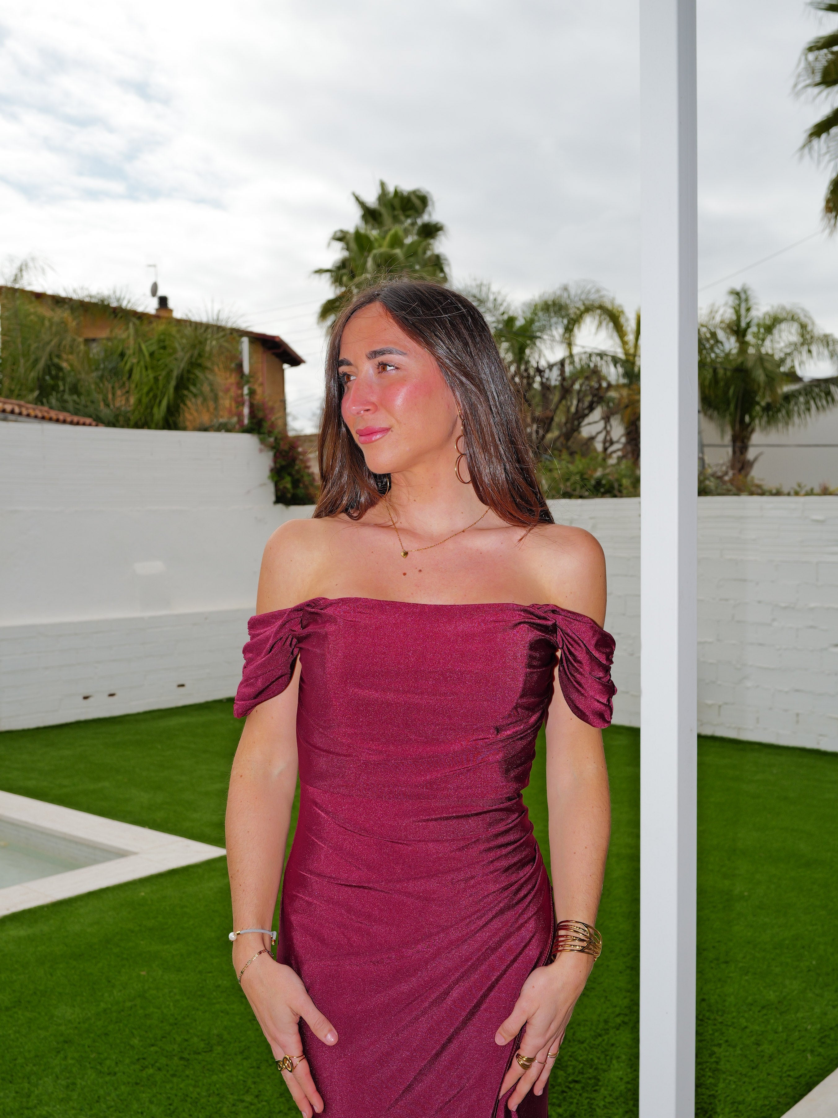 Vestido palabra manguito vino