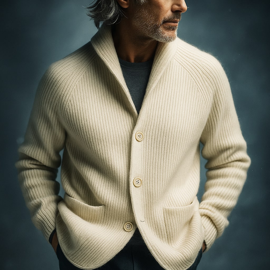 Hugo | Cárdigan de lana con canalé para hombre