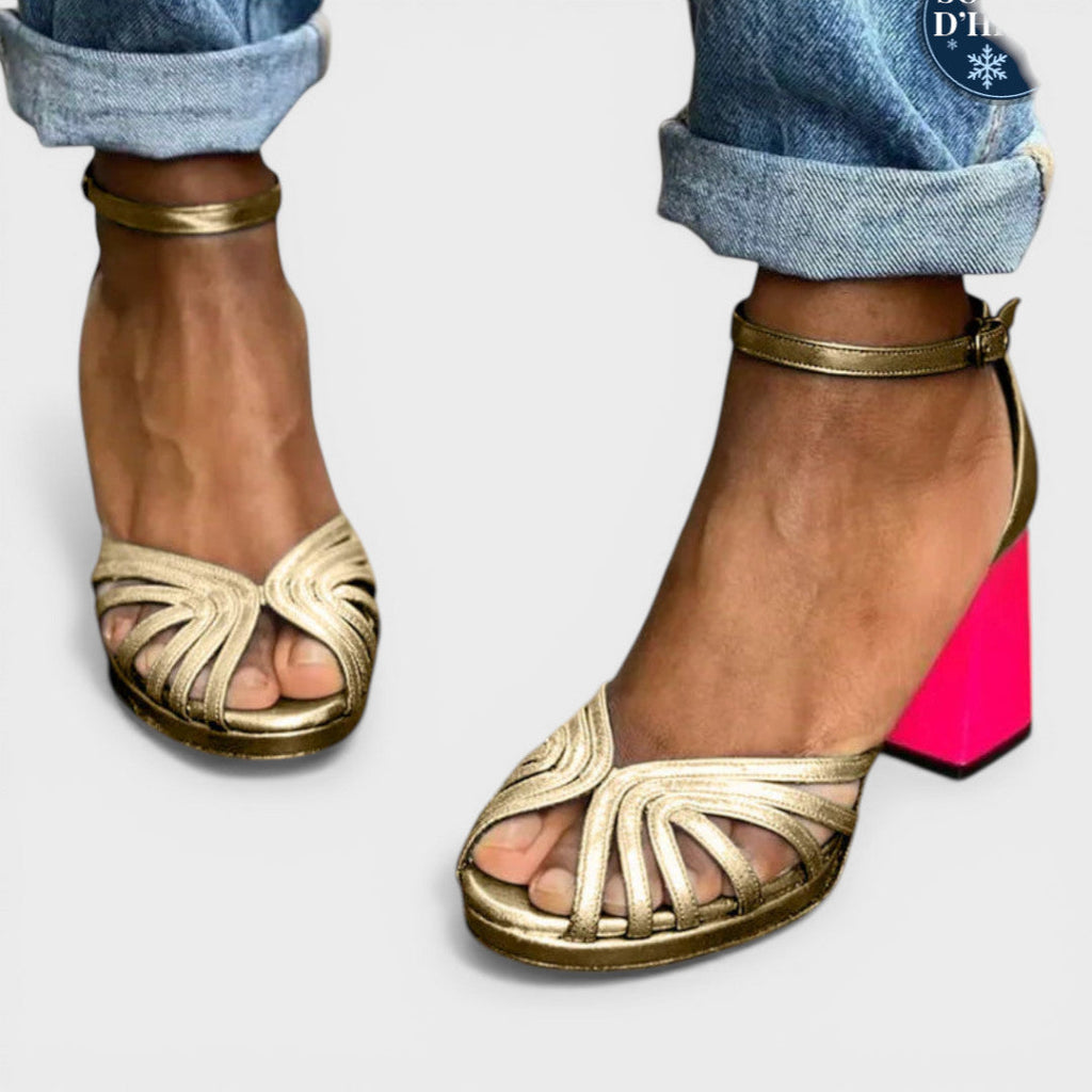 Sandalias Tacón Bloque Mujer Fiesta