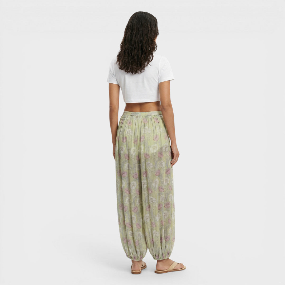 Pantalones Florales Mujer Pierna Ancha