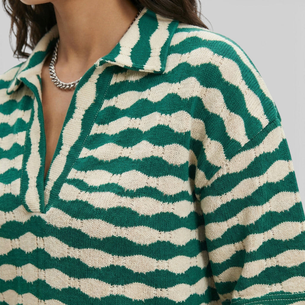 Conjunto Punto Mujer Rayas Elegante