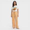 Pantalones Rayas Mujer Cordón Anchos
