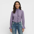 Blusa Cuadros Volantes Mujer Elegante