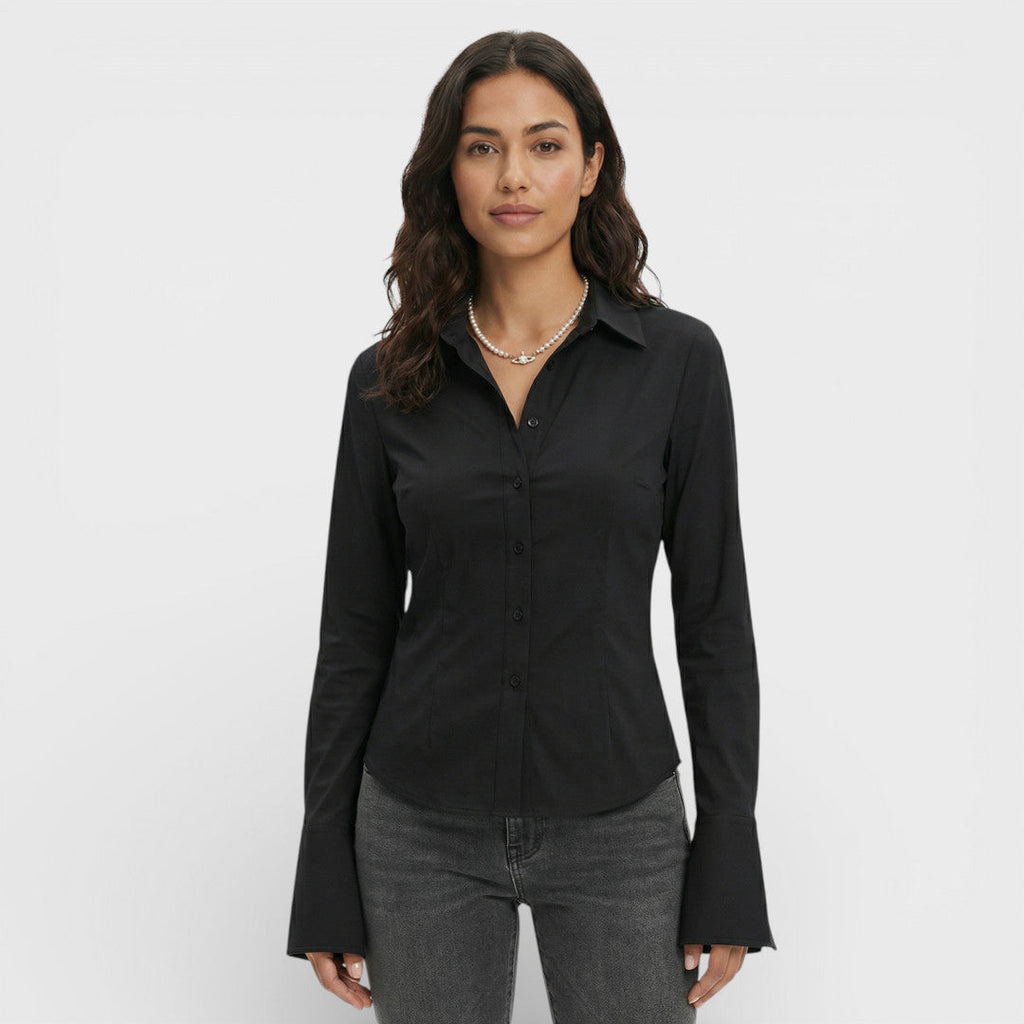 Blusa Ajustada Manga Acampanada Mujer