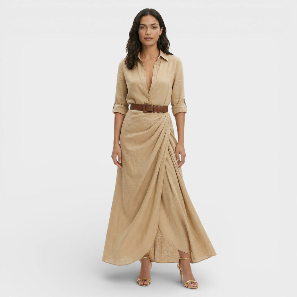 Vestido Camisero Largo Mujer Elegante