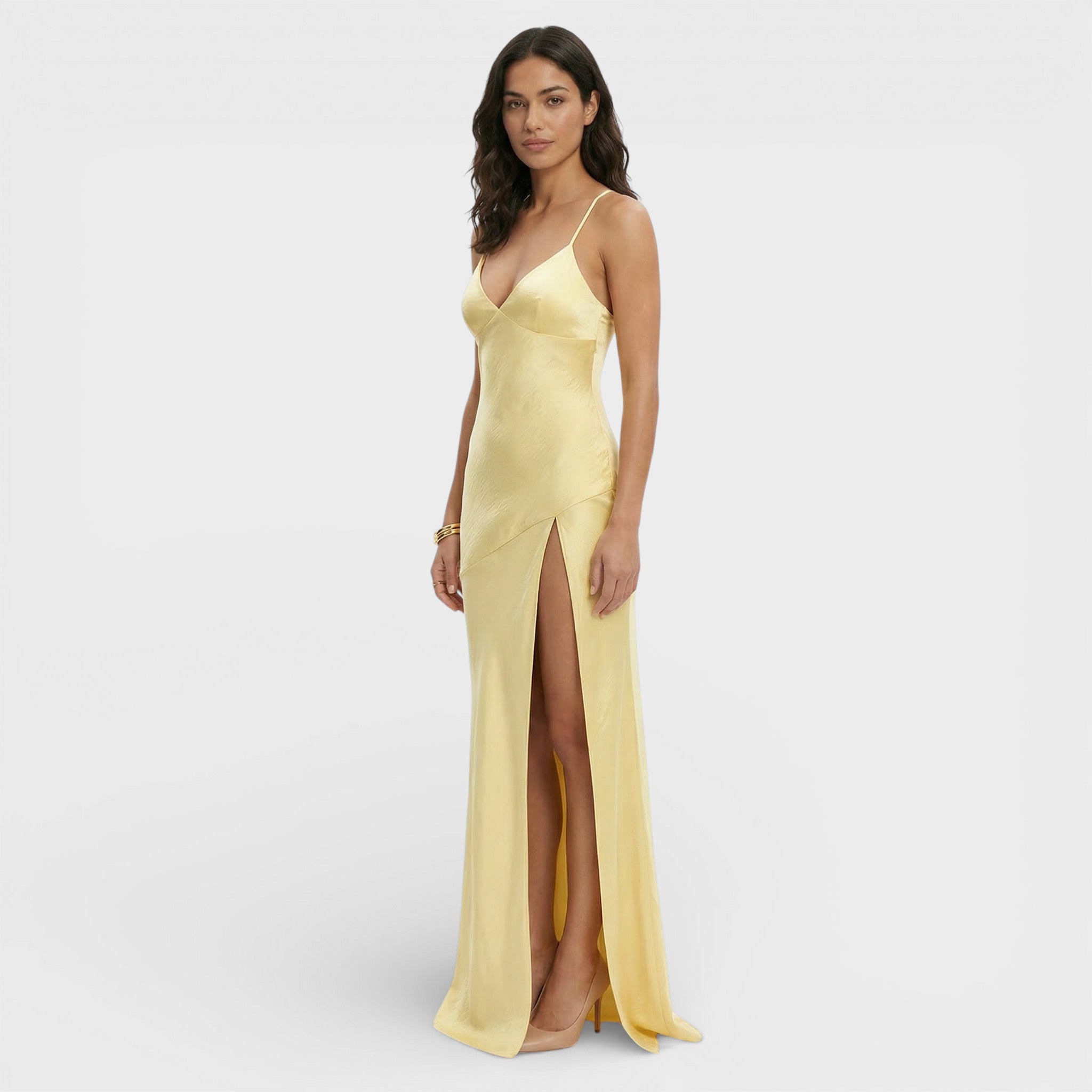 Vestido Maxi Abertura Elegante Mujer