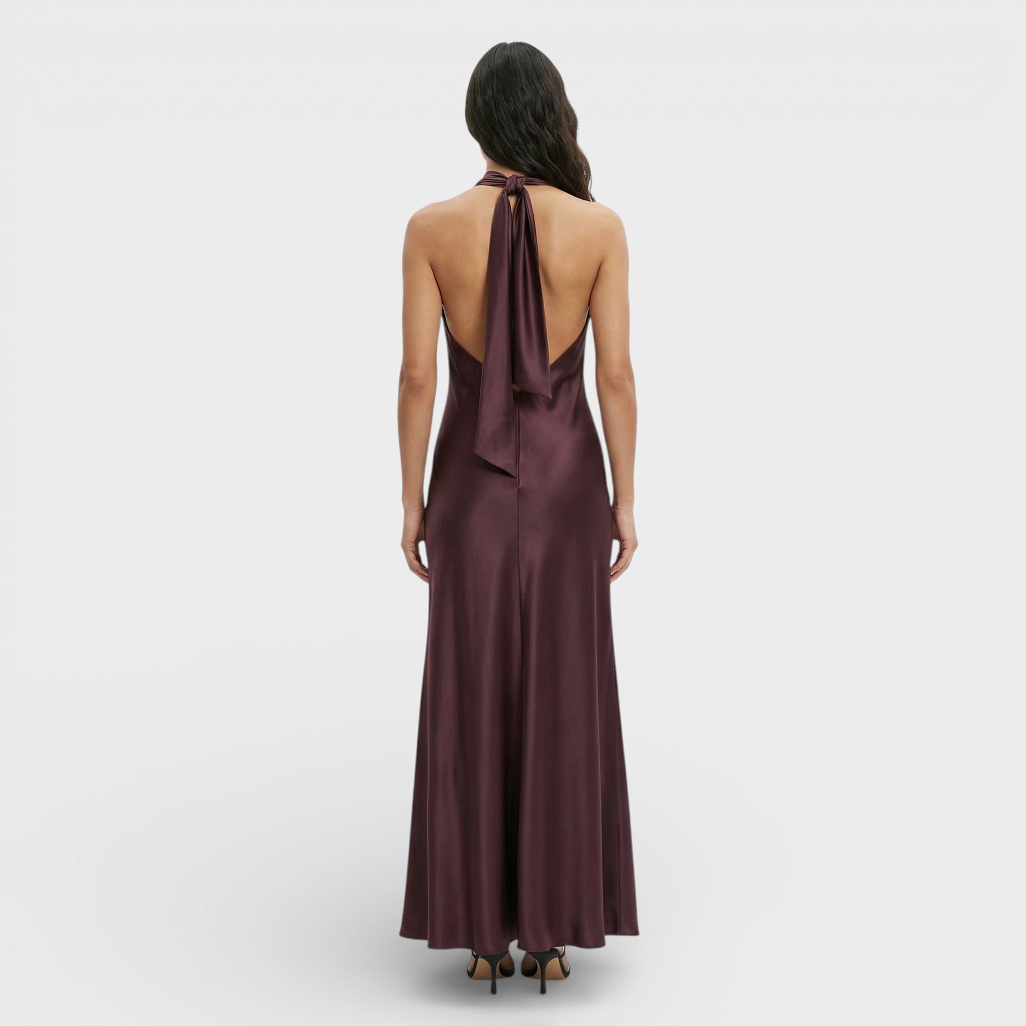 Vestido Maxi Satén Halter Mujer