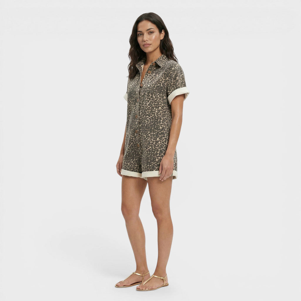 Mono Corto Mujer Estampado Leopardo