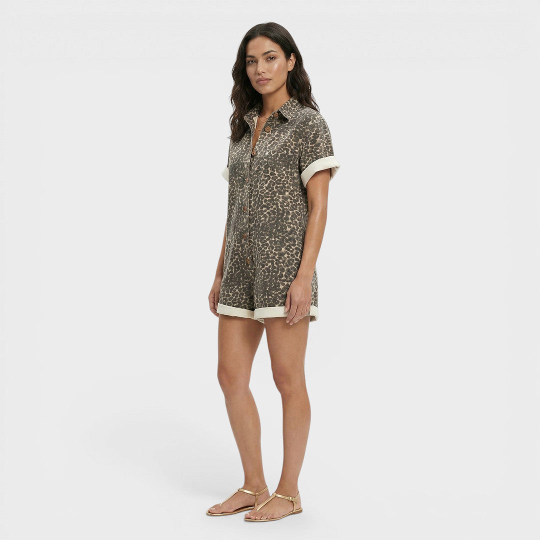 Mono Corto Mujer Estampado Leopardo