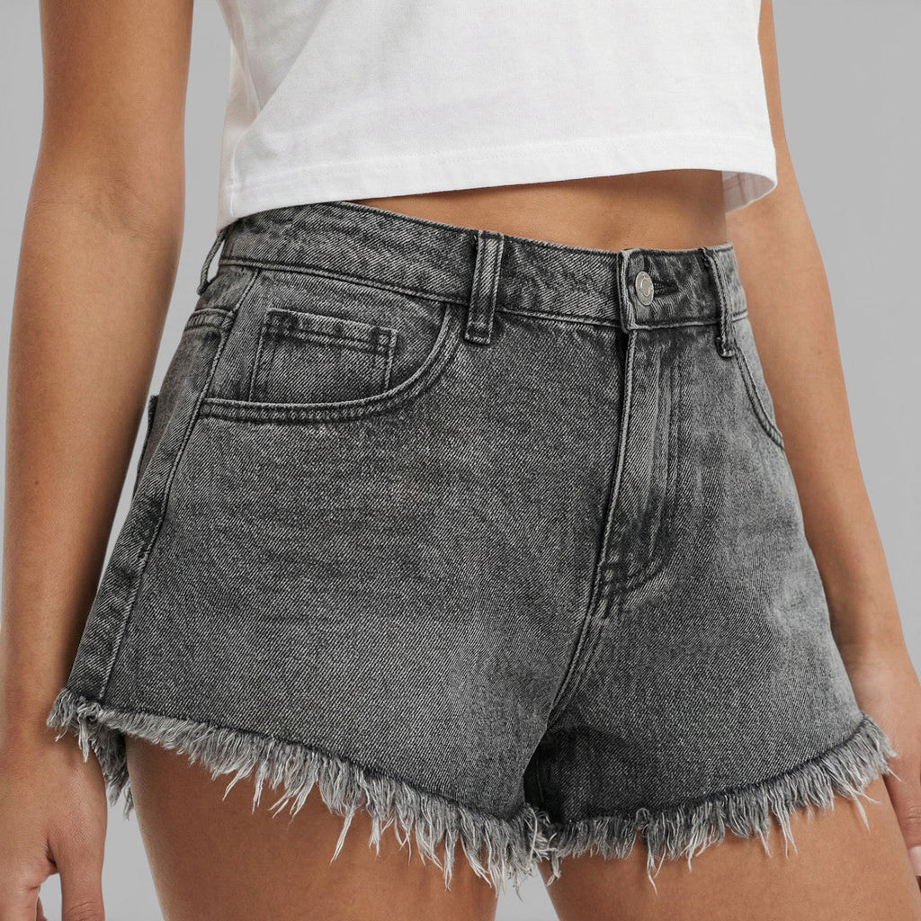 Pantalones Cortos Vaqueros Negros Mujer