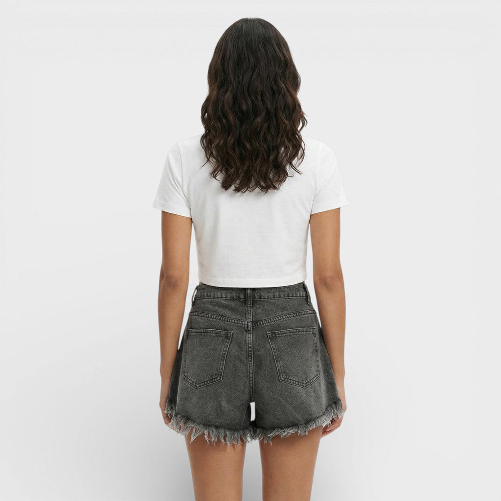 Pantalones Cortos Vaqueros Negros Mujer